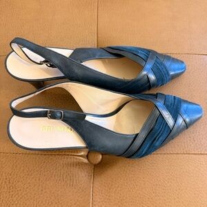 Bruno Magli Black Leather Slingback Heels